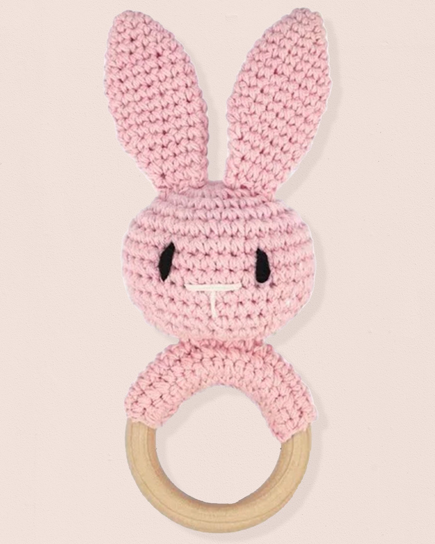 Crocheted Bunny Pink Rattle Toy